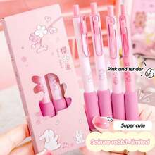 4 cái/hộp Hoa anh đào Mùa Giới hạn Hoa anh đào Thỏ Đen Mực gel bút - Hồng - Xem 3