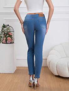 Vaqueros de pierna recta para mujer versión mamá vaqueros - Lavado ligero - Ver 2