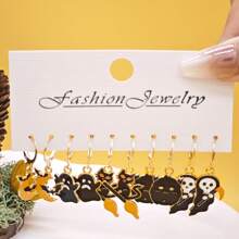 10 chiếc bông tai hợp kim theo chủ đề Halloween, bao gồm các thiết kế bí ngô, dơi, mạng nhện và ma - Nhiều màu - Xem 17
