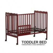 3-In-1 Convertible Crib,  Wooden 3 Position Adjustable Height Mattress Support Baby Crib With Removable Wheels, Fits Standard Full-Size Crib Mattress - Cherry - View 9