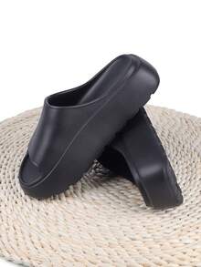 女士厚底EVA雲拖鞋，防滑，舒適家居拖鞋，夏季新品，可外穿 - 黑色 - 查看 5