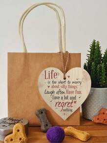 1 pièce Plaque décorative en bois en forme de cœur avec message inspirant, convient comme cadeau d'amitié pour les êtres chers, également pour la décoration murale de la maison, la décoration d'arbre, la décoration de chambre ou comme cadeau d'anniversaire/de remise des diplômes - Multicolore - Voir 4