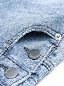 Młodzieżowe chłopięce, luźne, jasne, regulowane, na ramię, z wąsami kota, sprane, elastyczne, dżinsowe, szelkowe spodenki