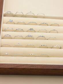 15pcs Asymmetrical Mushroom & Elephant Shaped Gemstone Rings Set - Silver - View 2