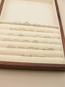 15pcs Asymmetrical Mushroom & Elephant Shaped Gemstone Rings Set - Silver - View 3