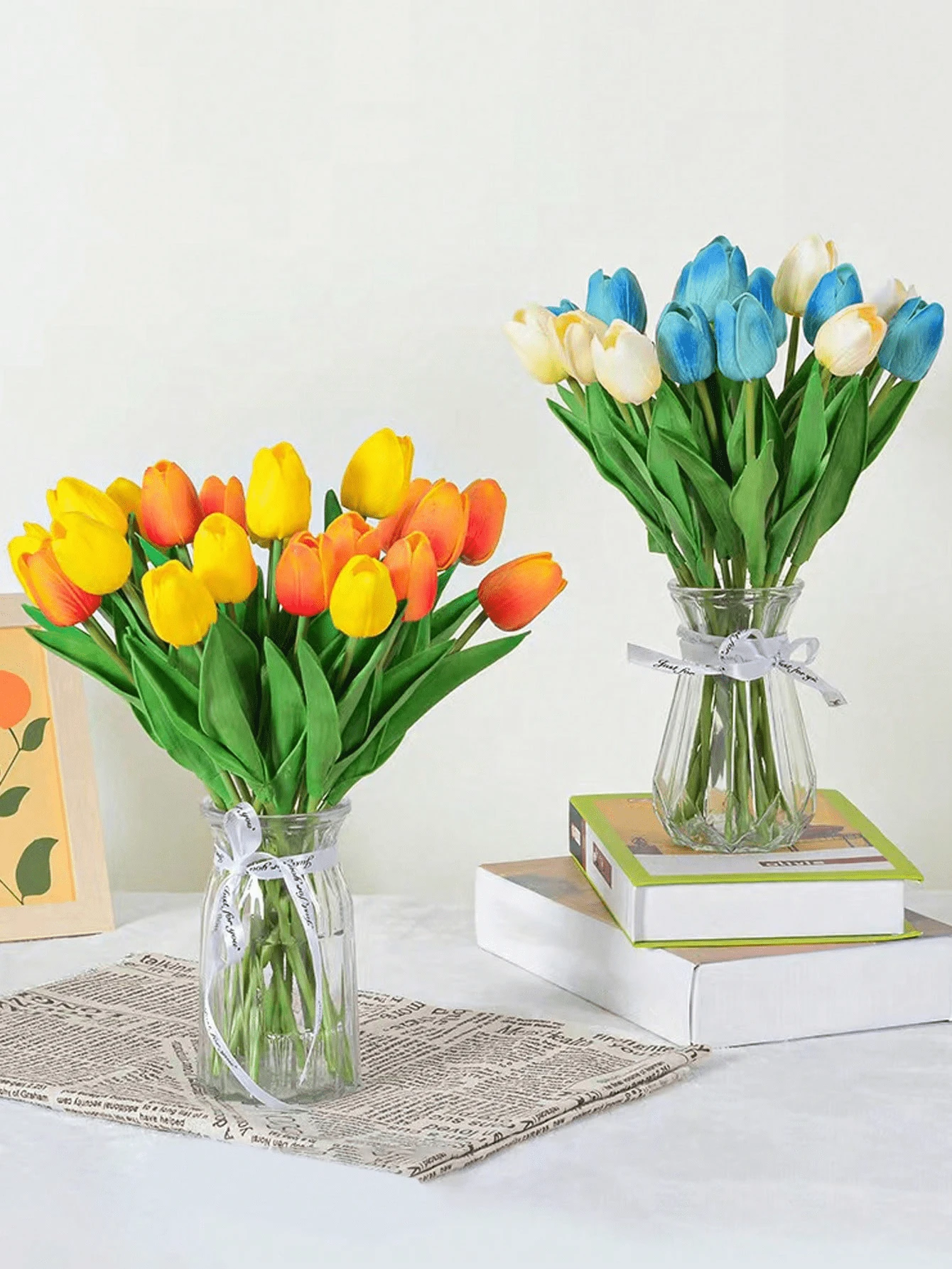 10入組高品質鬱金香人造花束 - 觸感柔軟，持久耐用，非常適合婚禮和訂婚裝飾 - 家居、酒店、派對、活動和聖誕裝飾的理想選擇