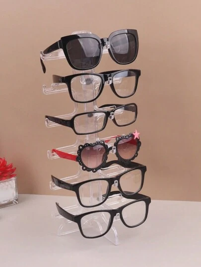 1 pieza Estante organizador transparente de 6 niveles para 6 pares de gafas de sol, decoración para la vuelta al colegio y el hogar