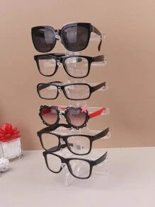 1 pieza Soporte de exhibición de 6 capas para 6 pares de gafas de sol transparentes, organizador para regreso a clases - transparente - Ver 9