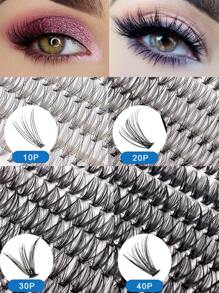 Bộ 10 sản phẩm nối mi tự làm Bộ 640 cụm mi Bộ mi cong 10D-40D C/D Bộ mi tự làm có keo dán và cố định mi, Dung dịch làm sạch mi 60ml, Nhíp, Cọ mi, Sách hướng dẫn nối mi tự làm tại nhà (4 kiểu kết hợp) - Hồng - Xem 3