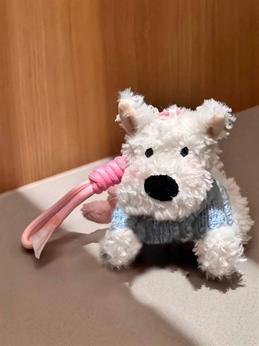 1 con búp bê nhồi bông dễ thương hình động vật hoạt hình West Highland White Terrier DIY móc khóa cho phụ nữ và các cặp đôi, đồ trang trí túi kẹo INS, phụ kiện ô tô và gia đình, đạo cụ chụp ảnh, quà tặng lễ hội - Nhiều màu - Xem 1
