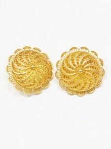 4 cái/bộ Mạ vàng 24K Bộ trang sức Với Lớn Hoa tai , Vật rủ xuống , Nhẫn , Và Vòng tay Đối với Người châu Phi Cô dâu , Lễ cưới Qủa tặng Bộ - Vàng - Xem 6