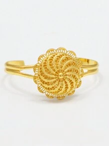 4 cái/bộ Mạ vàng 24K Bộ trang sức Với Lớn Hoa tai , Vật rủ xuống , Nhẫn , Và Vòng tay Đối với Người châu Phi Cô dâu , Lễ cưới Qủa tặng Bộ - Vàng - Xem 5