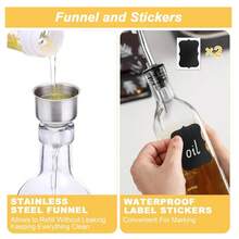 17盎司橄欖油瓶，500毫升油醋瓶，附帶2支不銹鋼注油器，2個標籤，1個刷子和1個漏斗，廚房必備 - 彩色 - 查看 4