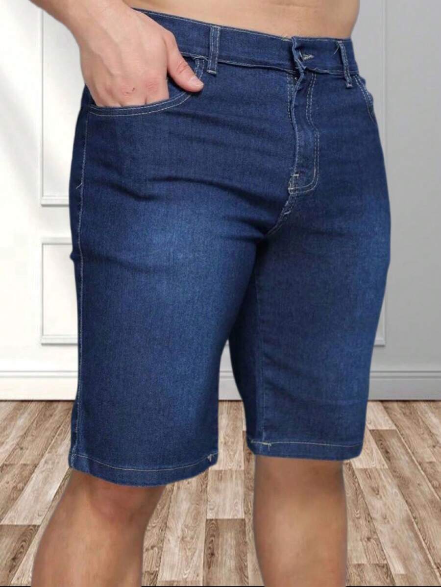 Men Denim Shorts - Rửa tối - Xem 1
