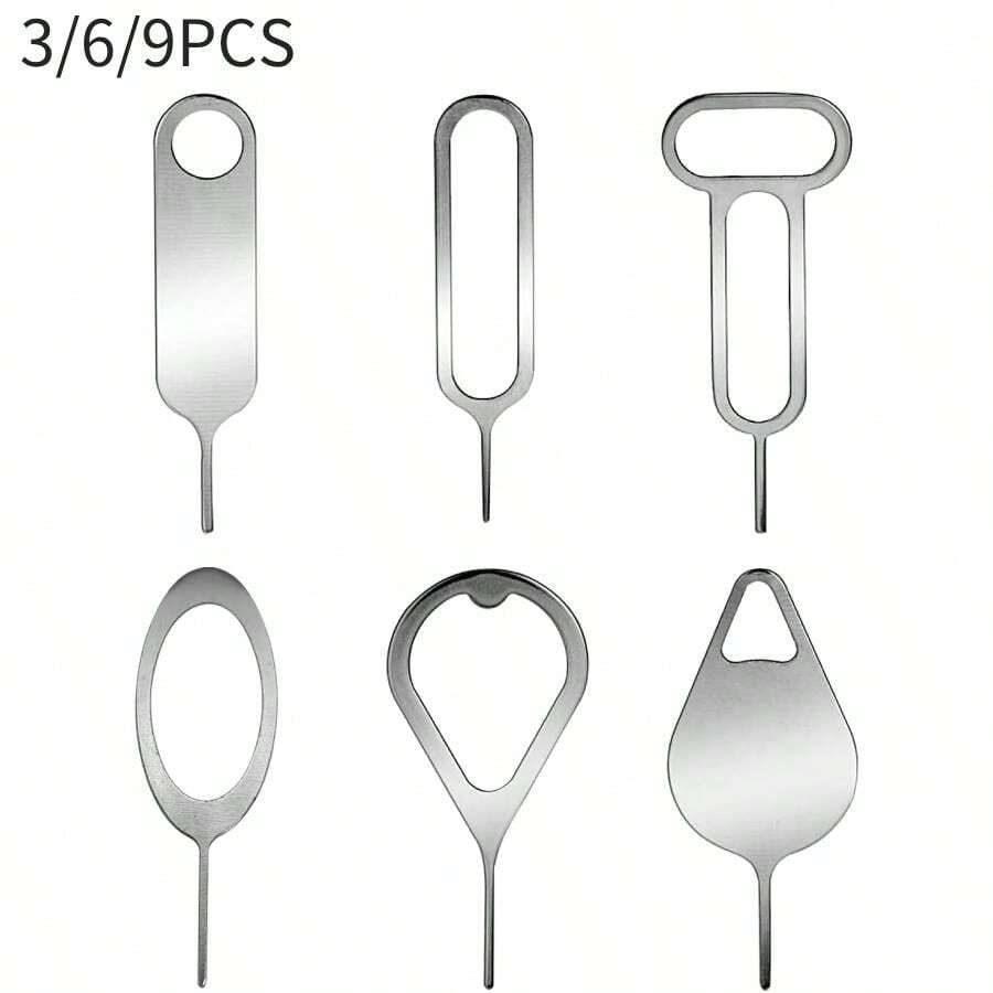 Herramienta de remoción de tarjeta SIM de 3/6/9 piezas, pins expulsor de bandeja de tarjeta en acero inoxidable para remover tarjeta pin de manera segura de todo tipo de teléfonos y tablets
