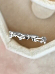 BALMORA 1入S925純銀女戒指，甜美時尚韓式鑽石鑲嵌百搭珠寶，作為女士生日禮物 - 銀色 - 查看 3