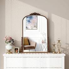 Vintage Baroque Arch Wall Mirror, Antique-Gold Mirrors For Wall Decor 39'' X 28'' Large Accent Mirror Decorative For Living Room Entryway Powder Room - Gold - View 8