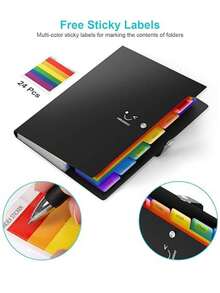 Free Shipping Expandable A4 File Folder With 7 Compartments For Storing Student Documents, Sorting On The Desk - Black - View 4