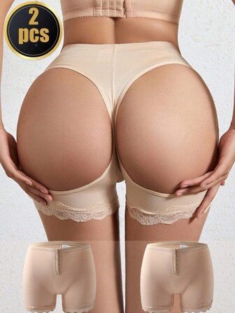 2pcs Women's Tummy Control Slimming Shapewear Panties, Butt Lifter, Adjustable Hook Fastening, Suitable For Everyday Use
