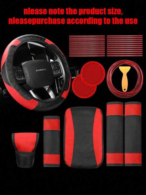 30PCS Car Steering Wheel Cover Cover Handbrake Shoulder Armrest Box Cushion Cushion Line 30 Sets