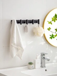 1pc Over-The-Door Hook, Clothes Hanger, Bathroom Toilet Towel Hook, Wall Mounted Hat Hook, No Drilling Needed, Suitable For Bathroom And Toilet - Black - View 7