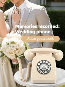 1pc Vintage Audio Guestbook, Retro Telephone Recording System For Weddings And Parties, Perfect For Recording Custom Audio Messages, Great For Wedding, Birthday, Anniversary, Retirement, Graduation, Dance Night, Charity Event Or Any Special Occasion, Give Your Guests Unlimited Recording Potential, Let Them Leave Their Audio Messages For Your Special Occasion. Back To School