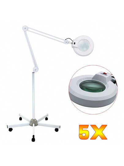 Magnifying Lamp St 5X 5D Diopter Glass Cosmetic Make Up Tripod, Lens, White, LED Dimmable, Adjustable Brightness Levels, As Work Verlichting view 2