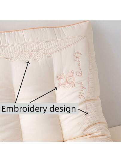 1pc Exquisite European Geborduurde Zijden Like Fabric Section Kussen Neck Back Support, Medium Height Core Home Bedding, Moisture Absorbing Breathable Pillow, Living Room Bedroom view 5