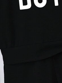 2 件套儿童夏季服装，男童休闲运动套装（含短裤）、短袖连帽上衣和短裤，男童夏季服装 - 黑色 - 查看 5