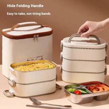 1pc/1set, 304 Stainless Steel Material Rectangular Lunch Box, Three/Two/Single Lunch Box. Includes Matching Thermal Bag, Tableware. Can Be Used For Microwave Heating, Removable, Easy To Clean, Easy To Carry, Large Capacity Bento Box. Suitable For Individuals, Students, Office Workers.,Kitchen,Christmas Gift,School Supplies - Multicolor - View 13