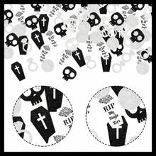 200 Piezas Confeti en forma de anillo de calavera con diamante, brillo y lentejuelas para decoración de fiesta de soltera en estilo gótico. Suministros de mesa para decoración de despedida de soltera, fiesta nupcial, compromiso y boda