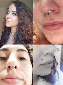 1Piece Stainless 316L Surgical Steel Segment 3 Layer Septum Nose Rings Hoops For Women Clicker Tragus Helix Piercing
