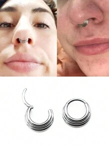 1Piece Stainless 316L Surgical Steel Segment 3 Layer Septum Nose Rings Hoops For Women Clicker Tragus Helix Piercing