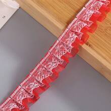 5m Colored Double Layer Pleated Lace Chiffon Lace Trim, 2.5cm Wide Clothing Accessory For DIY, Curtains, Skirts, Etc.