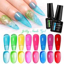 MEET ACROSS 6pcs Crystal Jelly Glass Gel Nail Polish Set, 7ml Semi-Transparent Candy Color Gel Nail Polish Set, Semi-Permanent Mixed Nail Polish, Glass Candy Series Jelly Gel Nail Polish, Removable UV/LED Nail Gel Manicure Set, Nail Art Supplies, Home Salon Gift, For Women - 彩色 - 查看 10