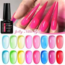 MEET ACROSS 6pcs Crystal Jelly Glass Gel Nail Polish Set, 7ml Semi-Transparent Candy Color Gel Nail Polish Set, Semi-Permanent Mixed Nail Polish, Glass Candy Series Jelly Gel Nail Polish, Removable UV/LED Nail Gel Manicure Set, Nail Art Supplies, Home Salon Gift, For Women - 彩色 - 查看 4