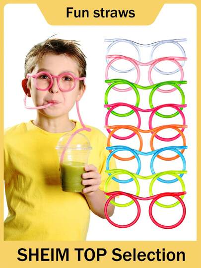 1 pieza Gafas divertidas adicionales de paja con diseño flojo extra largo para jugadores, gafas de paja sin sabor novedosas y graciosas - Accesorios de bebida peculiares y flexibles - Ideales para cumpleaños, fiestas y reuniones sociales - Divertido obsequio loco y regalo de fiesta único
