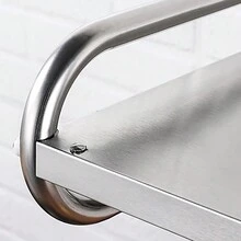 YUNRUX Microwave Shelf, Hanging Microwave Shelves With 6x Hooks, Wall Mounting Kitchen Shelf Hooks 53 X 38 X 18cm Load Capacity 30kg - Silver - View 4