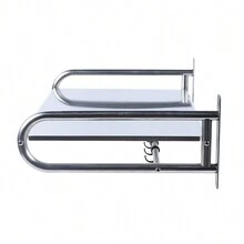 YUNRUX Microwave Shelf, Hanging Microwave Shelves With 6x Hooks, Wall Mounting Kitchen Shelf Hooks 53 X 38 X 18cm Load Capacity 30kg - Silver - View 8