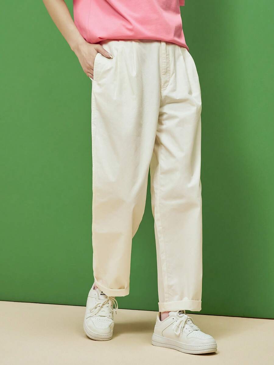 mini bala Spodnie dla nastolatek o luźnym kroju i prostych nogawkach