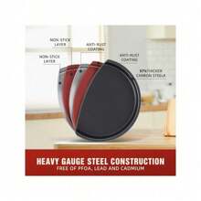 7-Piece Non-Stick Carbon Steel Baking Pan Collection,Including Round & Square Cake Pans, Bread Loaf Pan, Muffin Tin, Cookie Baking Sheet, Oven Pan With Cooling Wire Rack - 黑色 - 查看 2