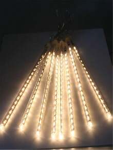 8 Tubes - 50 Cm Snowfall Meteor LED Light- Warm White - White - View 1