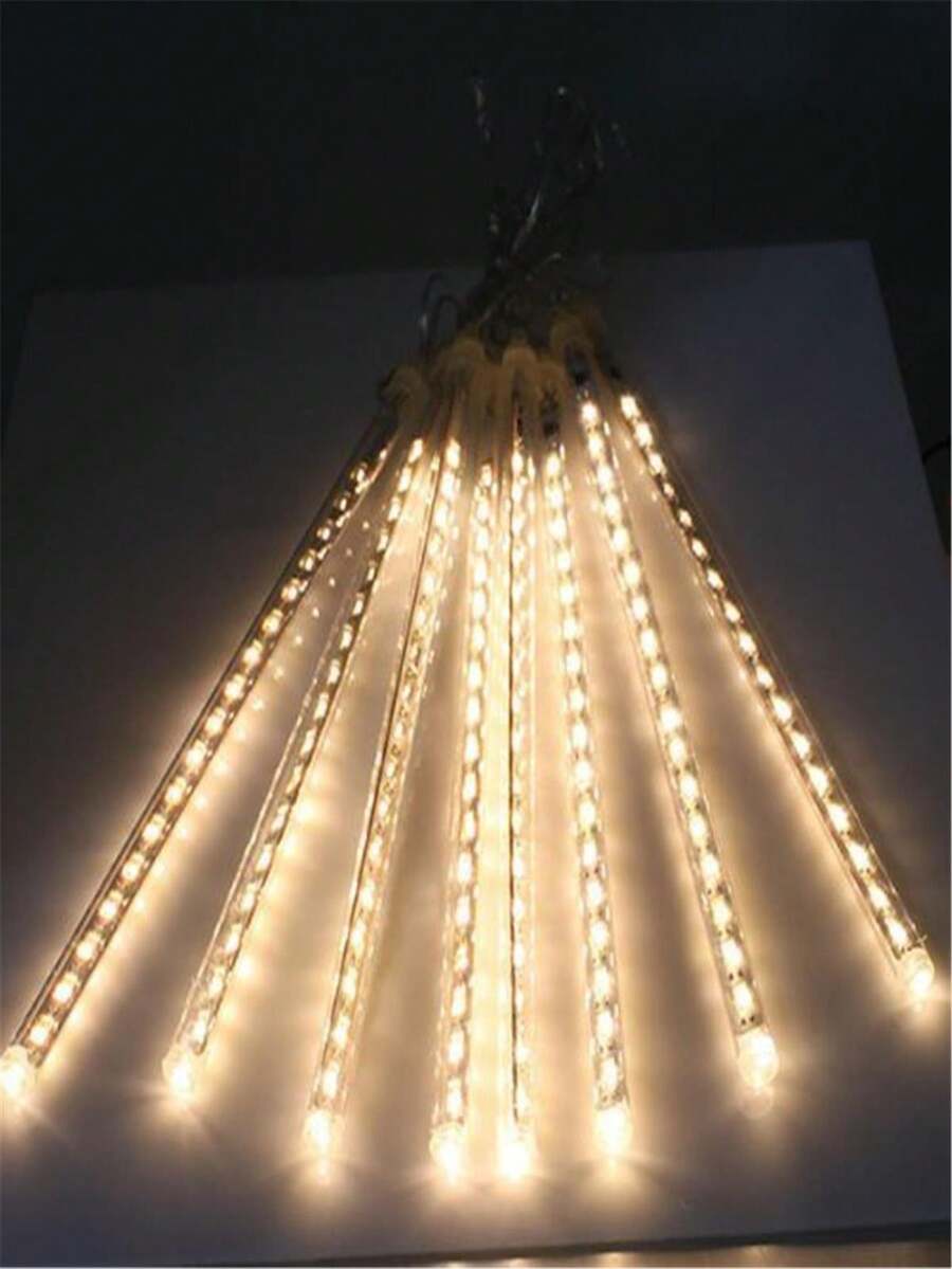 8 Tubes - 50 Cm Snowfall Meteor LED Light- Warm White - White - View 1