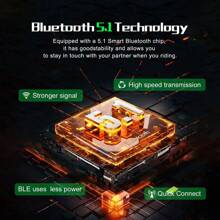 Intercomunicador de casco de moto Bluetooth EJEAS V6 PRO con auricular y micrófono inalámbrico BT de 1200M para 6 pilotos, resistente al agua - Negro - Ver 3