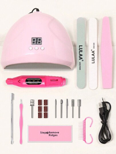LULAA UV LED Light For Gel NailsNail Grinder,15Pcs Nail Art Equipment Set Nail Drill Machine Nail File Nail Drill Nails Appliance, Nail Art Decorations Manicure Tools DIY Salon Home Gifts