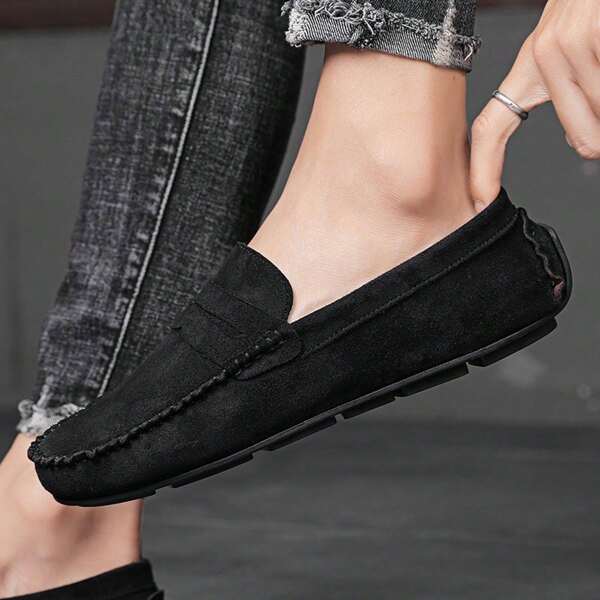 Nuevos mocasines para hombre, zapatos holgados y casuales de estilo coreano para otoño, zapatos cosidos a mano con diseño moderno