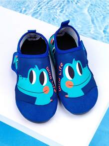 Kinder Outdoor Strandschuhe, blauer Cartoon Großaugen Drache, Jungen Sommer Outdoor Wasserspiel, Schwimmen, Strand, Waten Elastische Socken Schuhe - Königsblau - Übersicht 2
