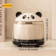 Panda Desktop Trash Can Cream-Colored Style, Large Capacity With Lid Dust-Proof Tabletop Waste & Storage Bin For Household Living Room - Multicolor - View 3
