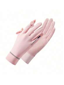 1Pair Lady Sunscreen Ice Silk Gloves Female Summer Sun Protection Gloves Fashion Cycling Driving Running Mittens Thin Anti-UV Gloves Short Flip Touchscreen Driving Cycling Non-Slip Gloves