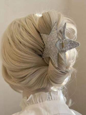 1pc Y2K Style Five-Pointed Star Hair Claw For Women's High Ponytail Or Bun Y2k,Hair Accessories,Claw Clips,Hair Jaw Clip,Hair Clutch Fall Winter Hair Clip For Vacation Outfits Woman